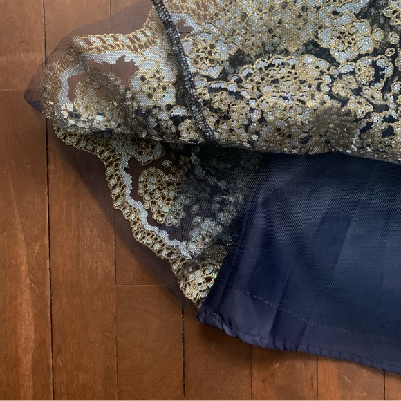 Luxxel Backless Sequin Mini Dress | Blue and Gold  | Size M - Picture 14 of 14